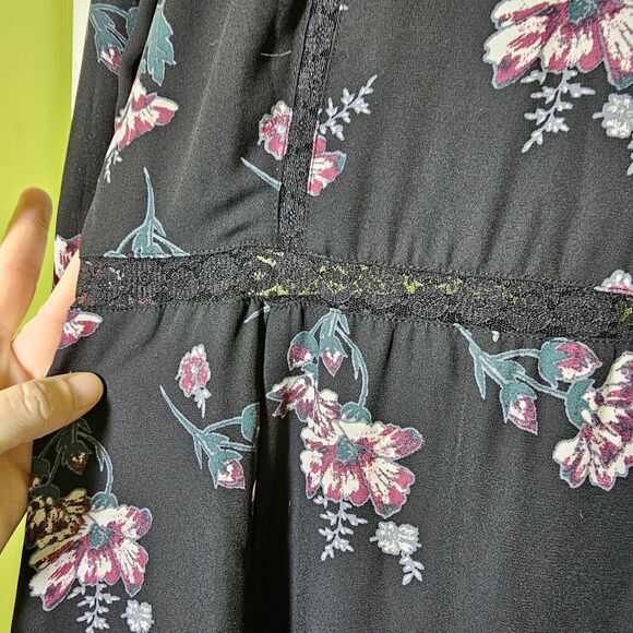 June & Hudson Dark Floral Print Prairie Dress Size Large Whimsygoth - Picture 4 of 11